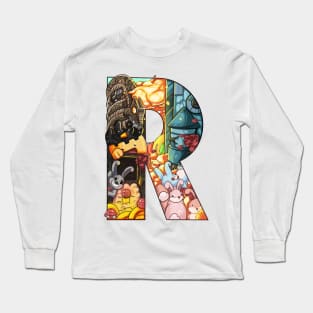 Initial Letter R doodle art Long Sleeve T-Shirt